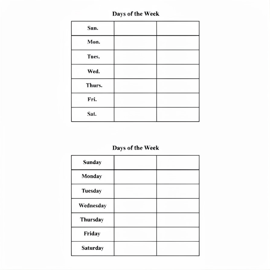 Days of the week